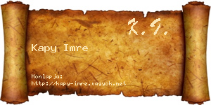 Kapy Imre névjegykártya
